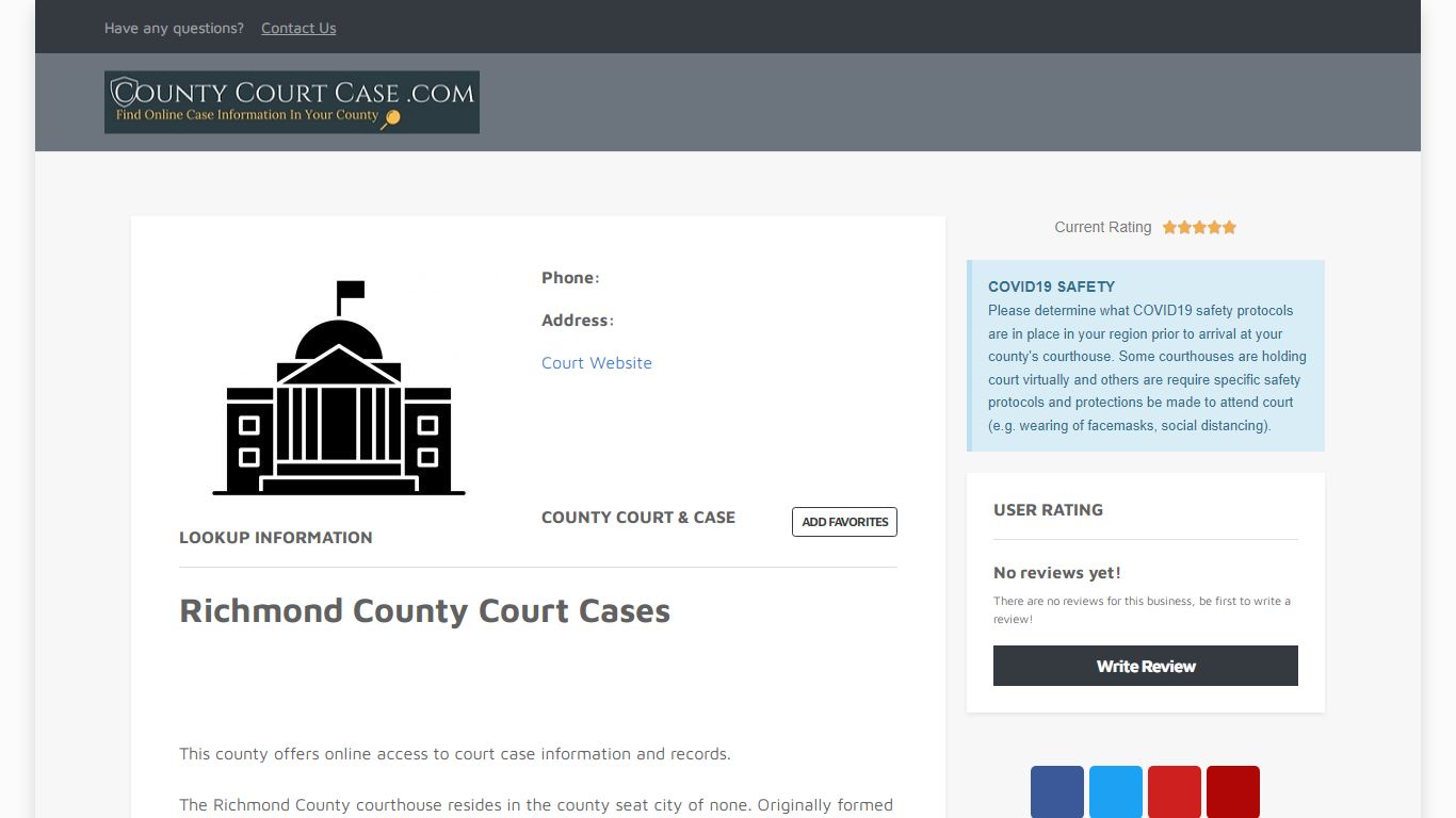 Richmond County | County Court Case Search & Lookup | CountyCourtCase ...